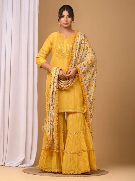 Gulabik Mustard Yellow Garara Set