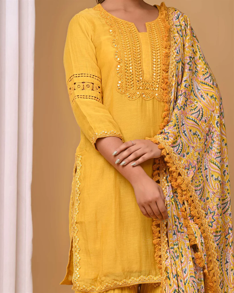 Gulabik Mustard Yellow Garara Set
