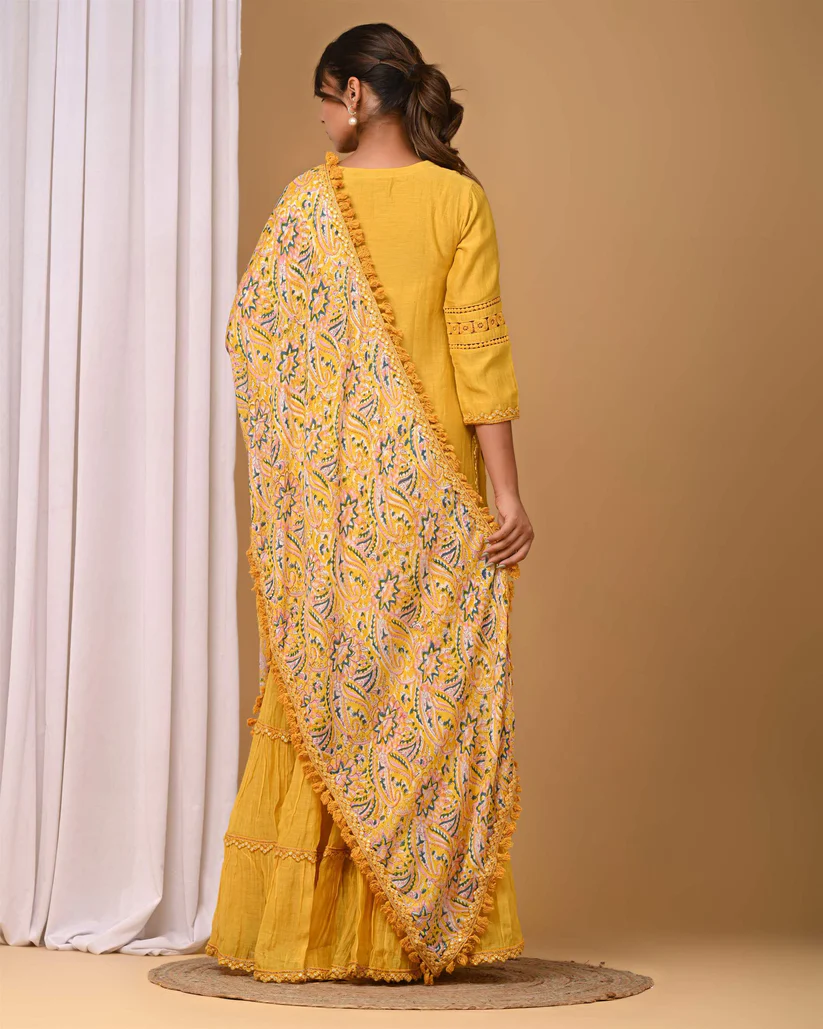 Gulabik Mustard Yellow Garara Set