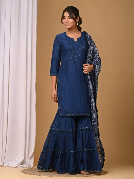 Gulabik Navy Blue Garara Set