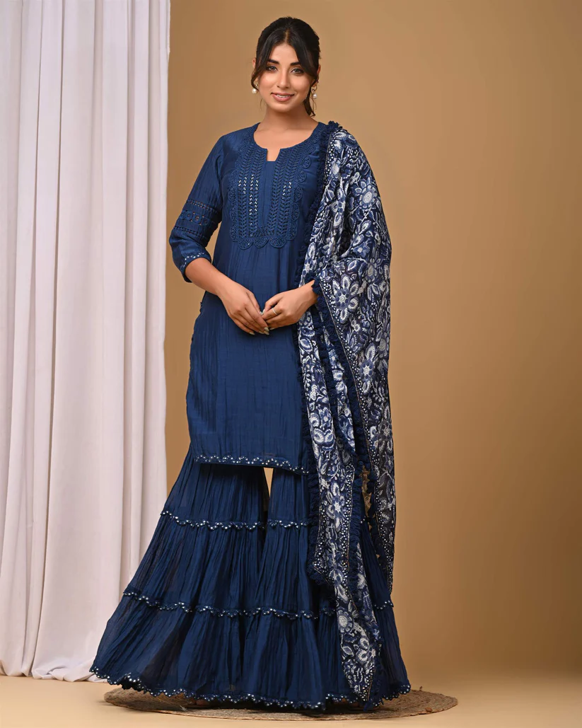 Gulabik Navy Blue Garara Set