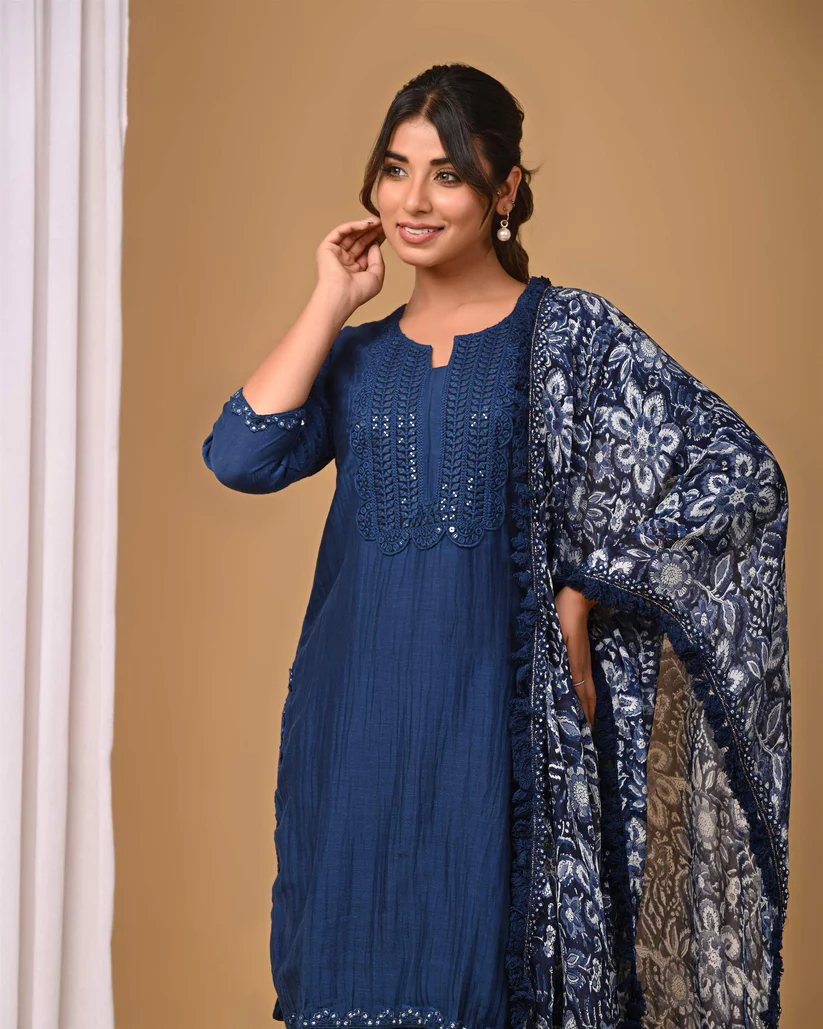 Gulabik Navy Blue Garara Set