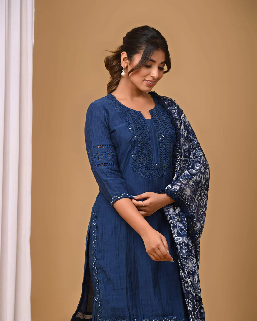 Gulabik Navy Blue Garara Set