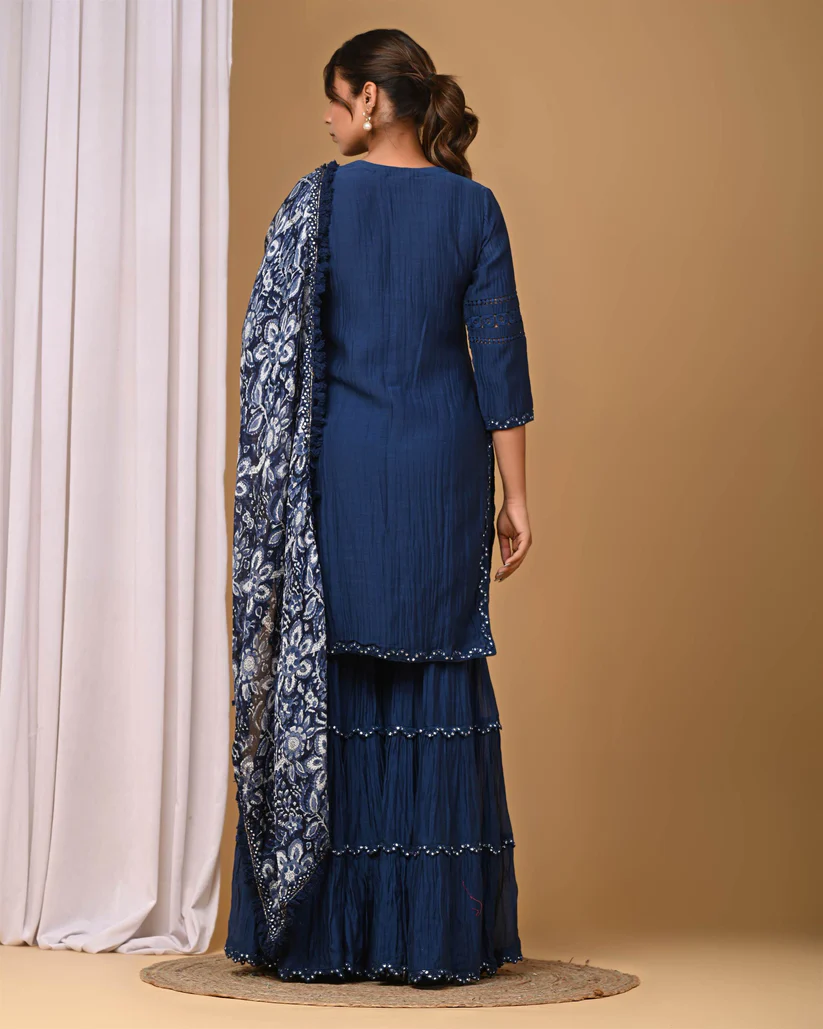 Gulabik Navy Blue Garara Set