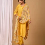 Gulabik Yellow Straight Suit Set with Chiffon Dupatta