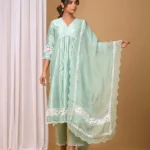 Gulabik Dusty Green Front Gather Suit Set