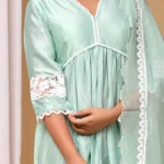 Gulabik Dusty Green Front Gather Suit Set