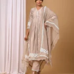 Gulabik Beige Front Gather Suit Set