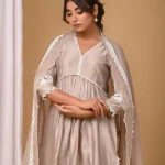 Gulabik Beige Front Gather Suit Set