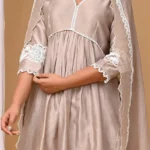 Gulabik Beige Front Gather Suit Set