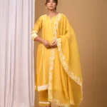 Gulabik Yellow Suit Set with Embroidered Sleeves and Dupatta