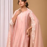 Gulabik Dusty Peach Suit Set with Embroidered Sleeves and Dupatta