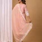 Gulabik Dusty Peach Suit Set with Embroidered Sleeves and Dupatta