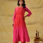 Gulabik Red/Rani Ombre Kurta Pant Set