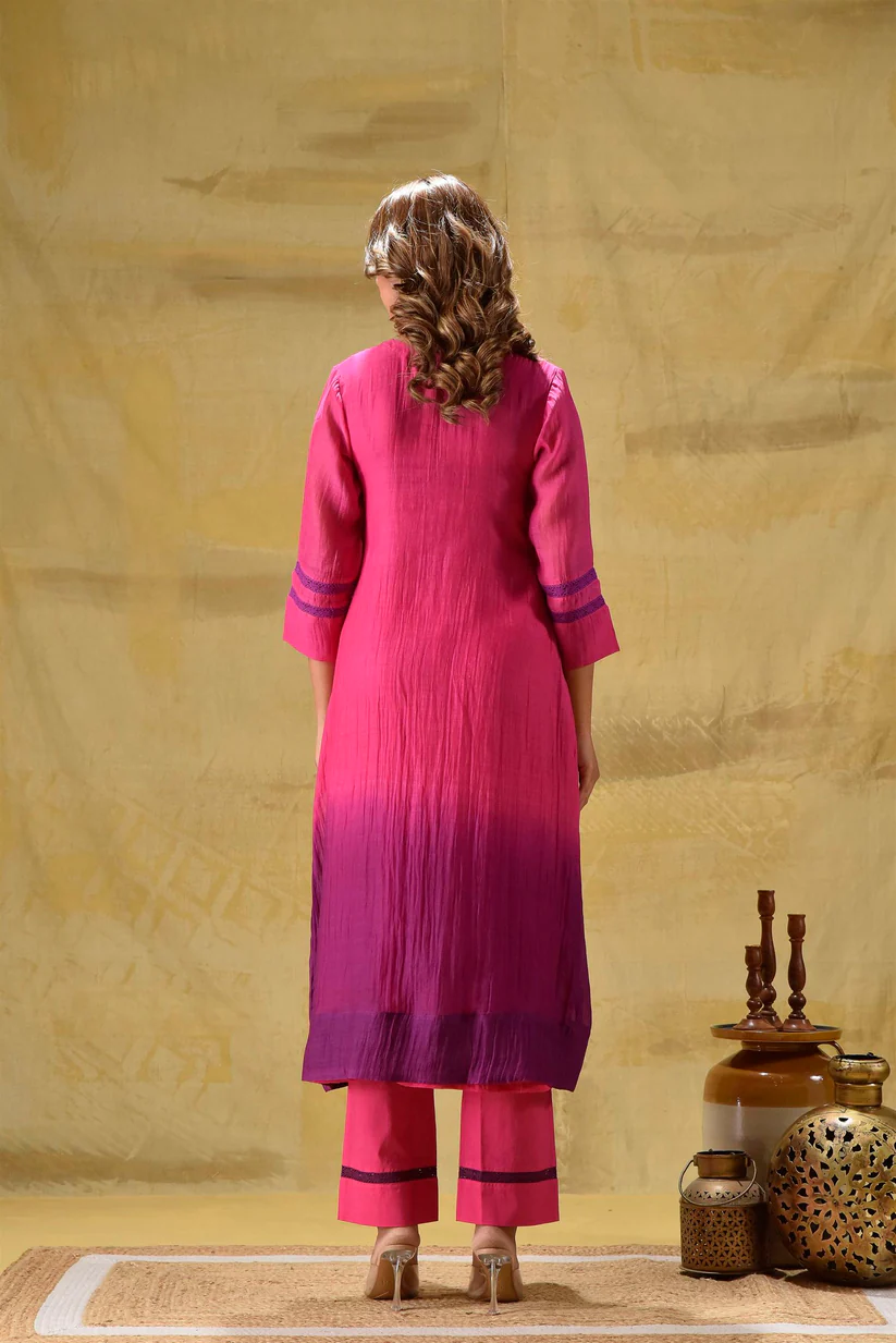 Gulabik Rani/Purple Ombre Kurta Pant Set