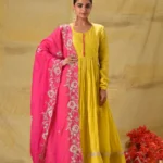 Lime Yellow Anarkali Festive charm elegantly styled