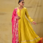 Lime Yellow Anarkali Festive charm elegantly styled