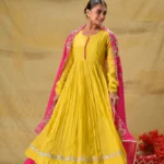 Lime Yellow Anarkali Festive charm elegantly styled