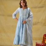 Gulabik Powder Blue Side Tier Ethnic Suit Set