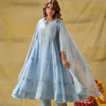 Gulabik Powder Blue Side Tier Ethnic Suit Set