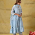 Gulabik Powder Blue Side Tier Ethnic Suit Set
