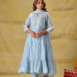 Gulabik Powder Blue Side Tier Ethnic Suit Set