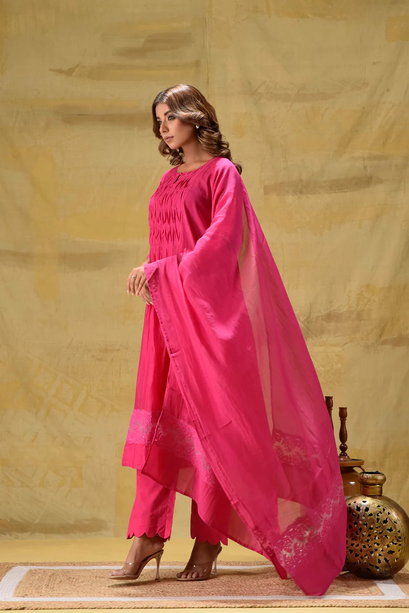 Gulabik Hot Pink Lace Set