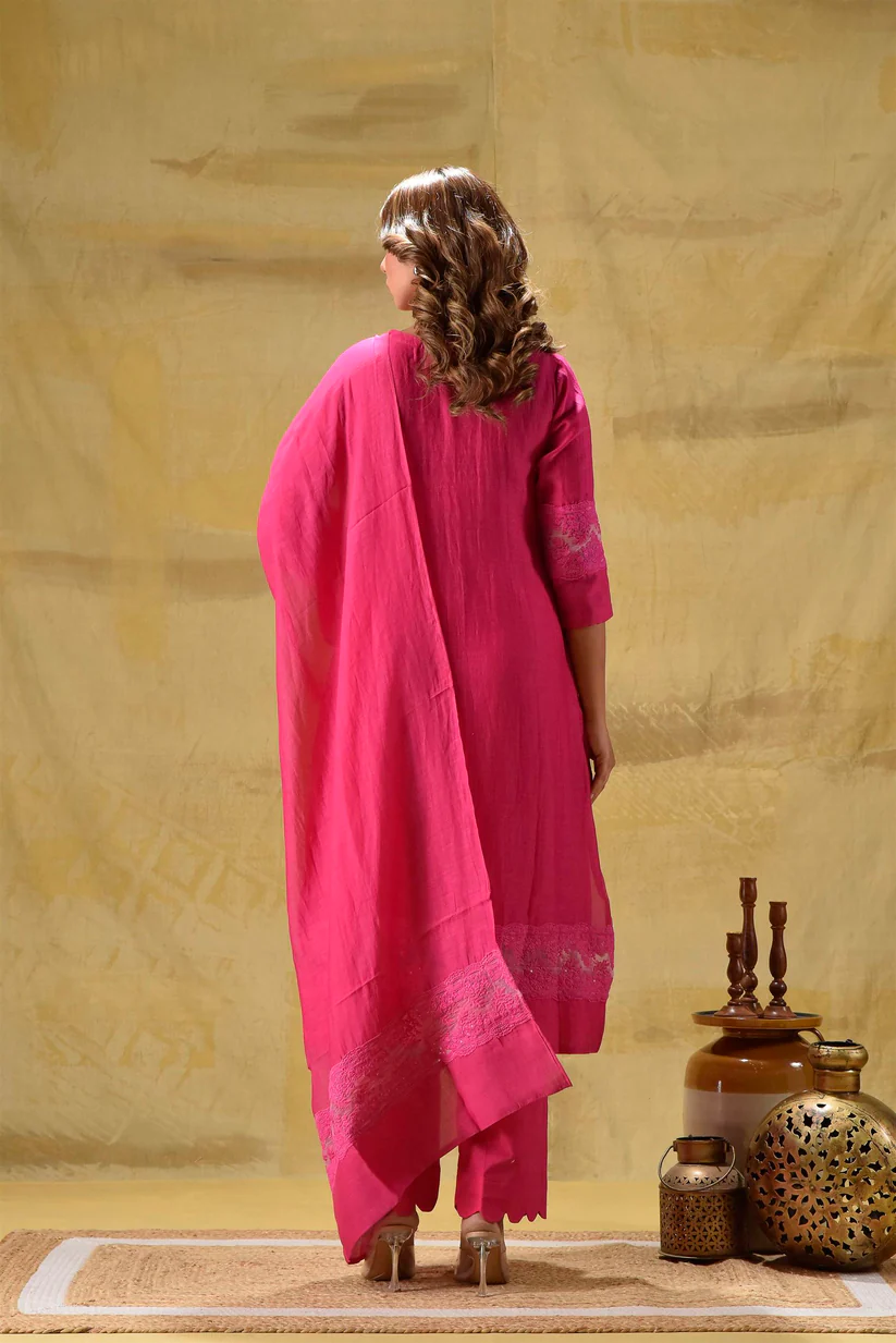 Gulabik Hot Pink Lace Set