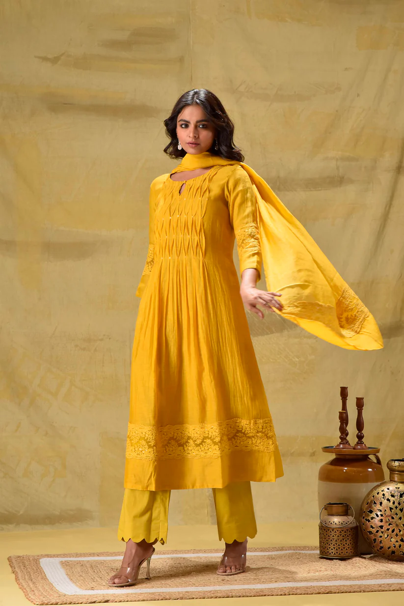 Gulabik Deep Gold Lace Set