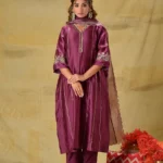 Gulabik Deep Purple Zardozi Suit Set