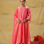 Gulabik Bright Peach Zardozi Suit Set