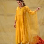 Gulabik Deep Gold Hand Embroidered Suit Set