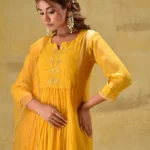 Gulabik Deep Gold Hand Embroidered Suit Set