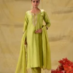 Gulabik Lime Green Badla Embroidered Suit Set