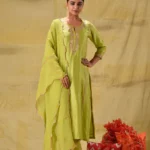 Gulabik Lime Green Badla Embroidered Suit Set