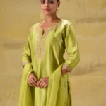 Gulabik Lime Green Badla Embroidered Suit Set