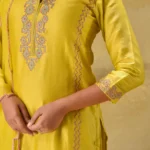 Gulabik Lime Yellow Badla Embroidered Suit Set