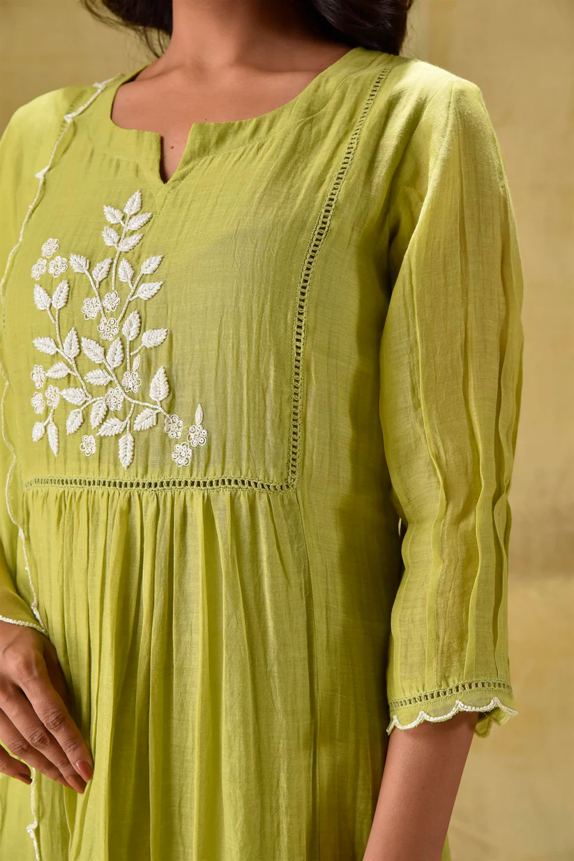 Gulabik Ambar - Lime Green Suit Set