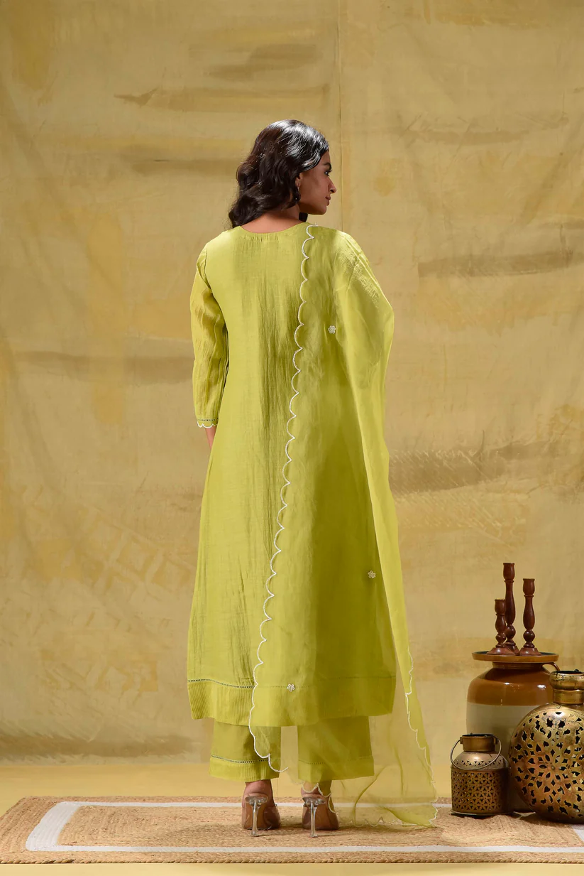 Gulabik Ambar - Lime Green Suit Set