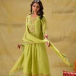 Gulabik Lime Green Multicoloured Embroidery Suit Set