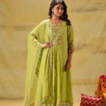 Gulabik Lime Green Multicoloured Embroidery Suit Set