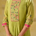 Gulabik Lime Green Multicoloured Embroidery Suit Set