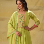 Gulabik Lime Green Multicoloured Embroidery Suit Set