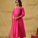 Gulabik Hot Pink Suit with Tissue Zari Pants