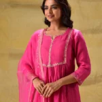 Gulabik Hot Pink Suit with Tissue Zari Pants