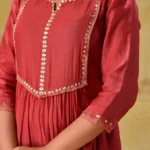 Gulabik Deep Red Suit with Tissue Zari Pants