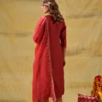 Gulabik Deep Red Suit with Tissue Zari Pants
