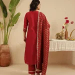 Gulabik Maroon Hand Embroidered Suit with Tissue Striped Dupatta