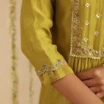 Gulabik Mehendi Green Zardozi Set with Dupatta