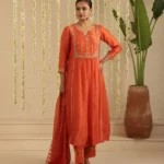 Gulabik Burnt Orange Zardozi Set with Dupatta